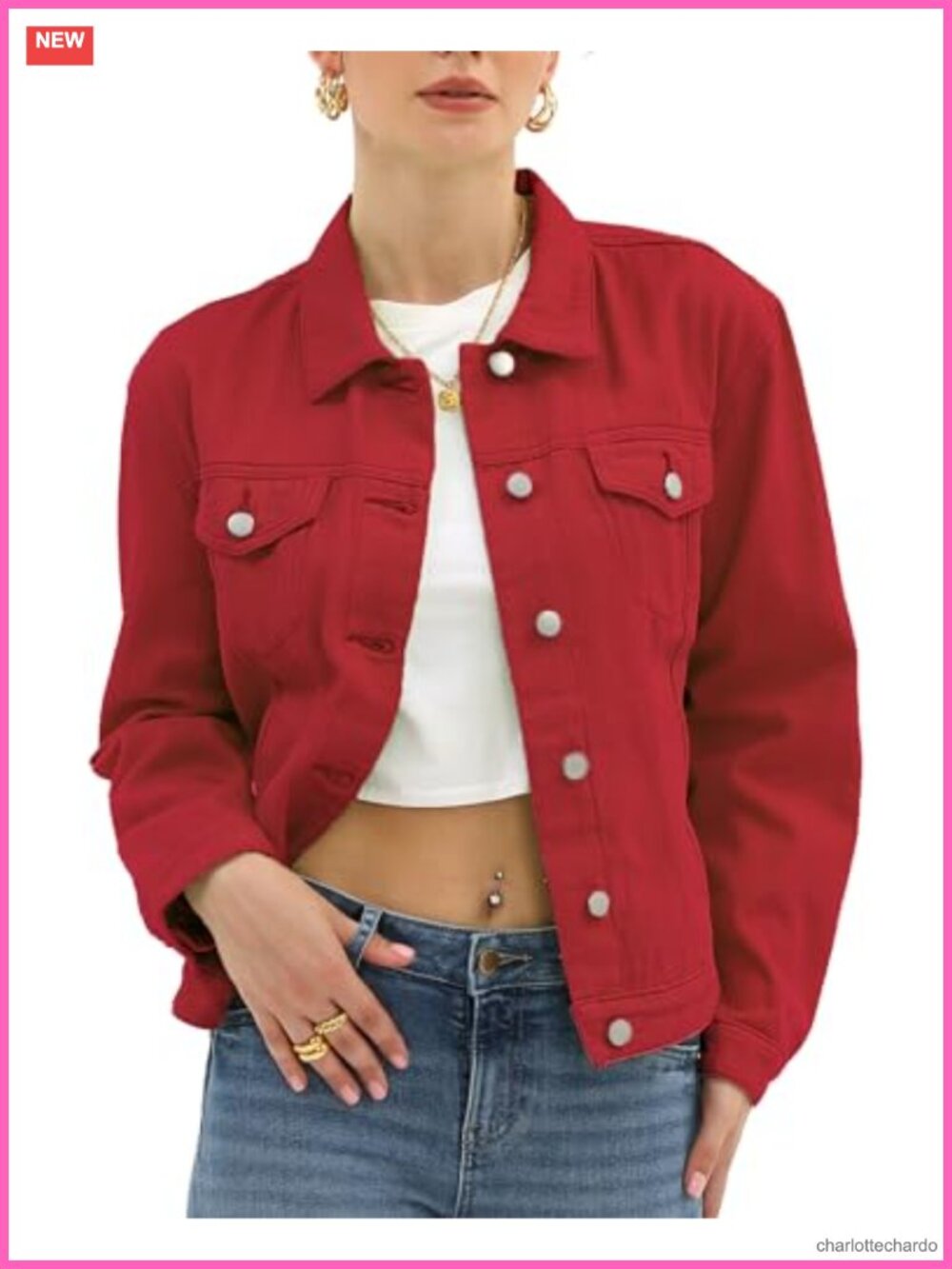 Women's Denim Jacket Button Up Long Sleeve Cotton Regular Fit Jean Jacket